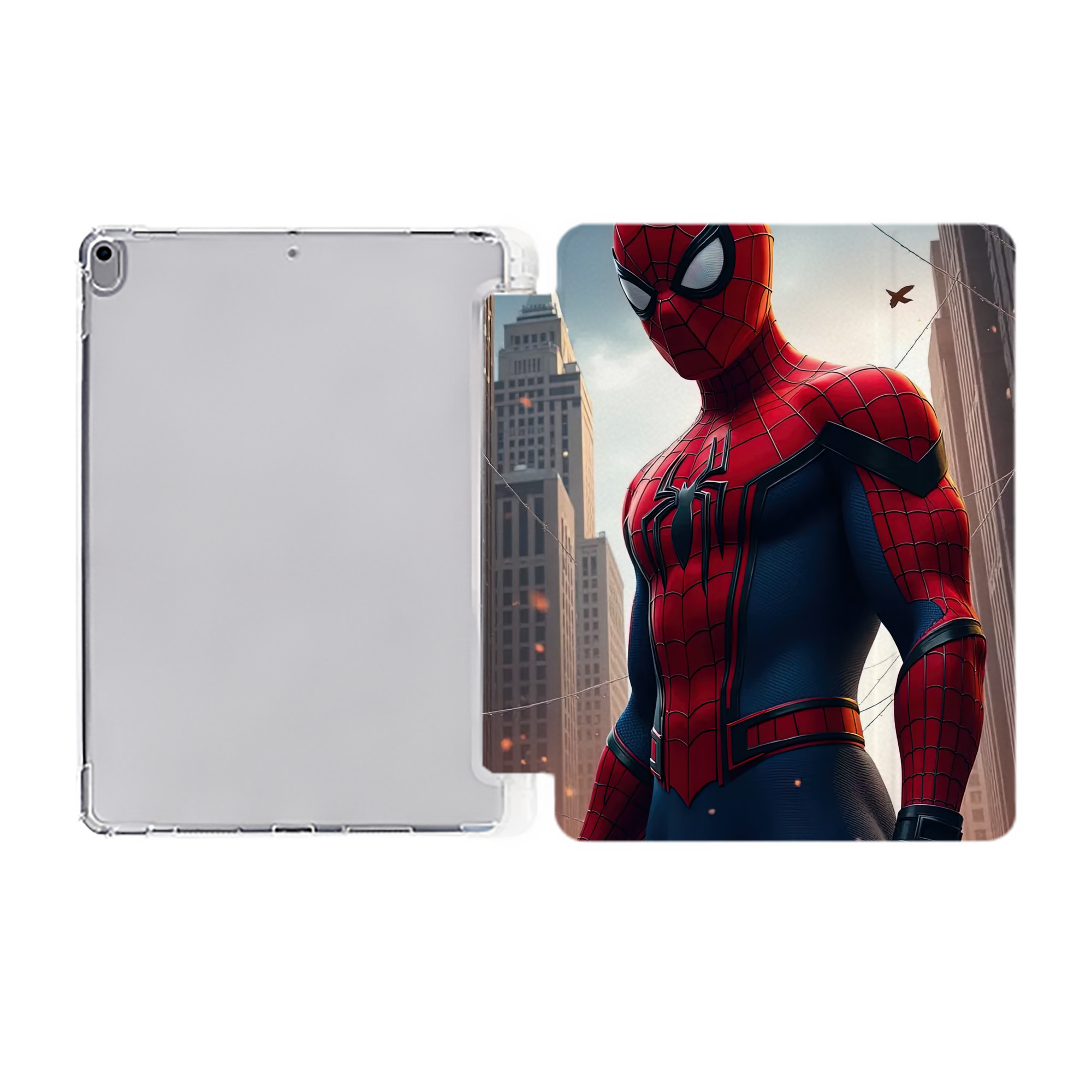 （画像用） Spider Man スパイダーマン IPad ケース ペン収納付き 三つ折りスタンド PUレザー×シリコン 対応機種9.5/10.5/10.9インチ